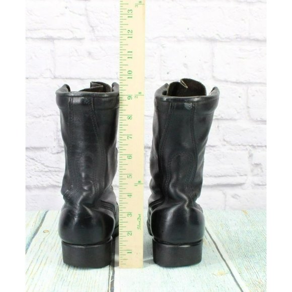 *Unbranded Black Leather Lace Up Mid Calf Work Boots Size 4 Wide - Picture 6 of 9